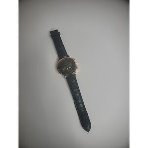 Vintage Migeer Wristwatch Watch Mens Black Band Rose Gold Tone Jewelry